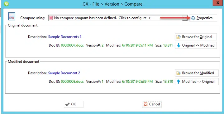 Comparing documents in Worldox