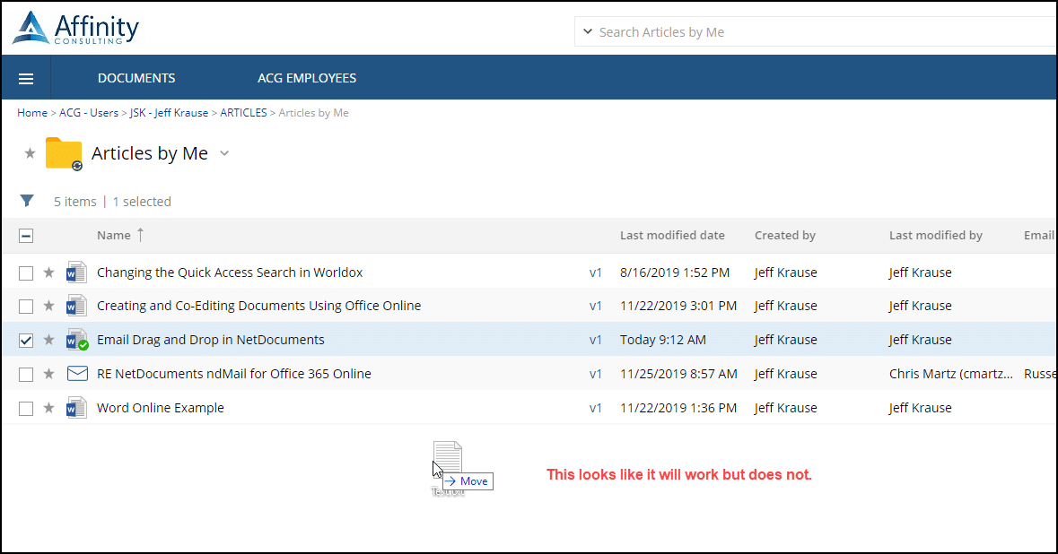 Drag and Drop Emails in NetDocuments