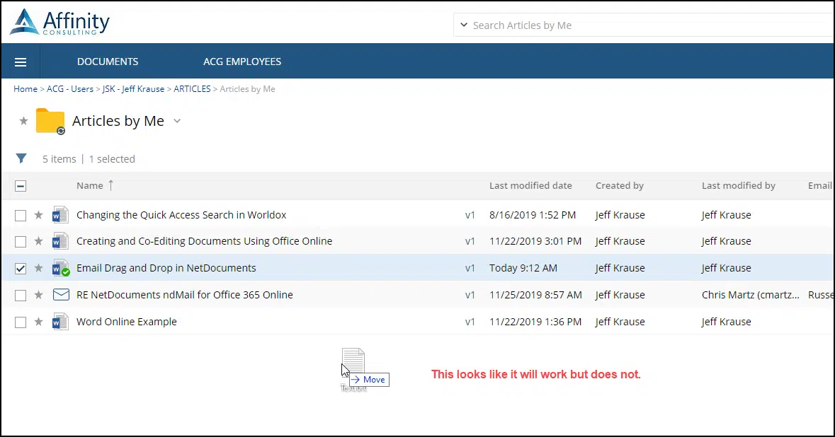 Drag and Drop Emails in NetDocuments