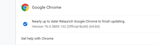 Google Chrome version ID window