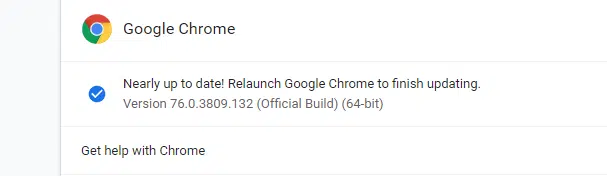 Google Chrome version ID window