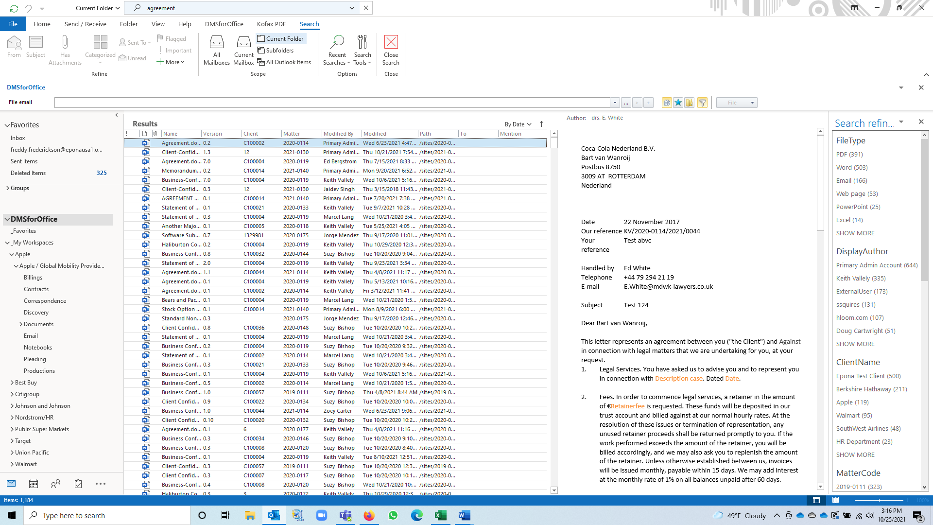 Leveraging SharePoint Online for Document Management screenshot of Epona | Legal Document Management