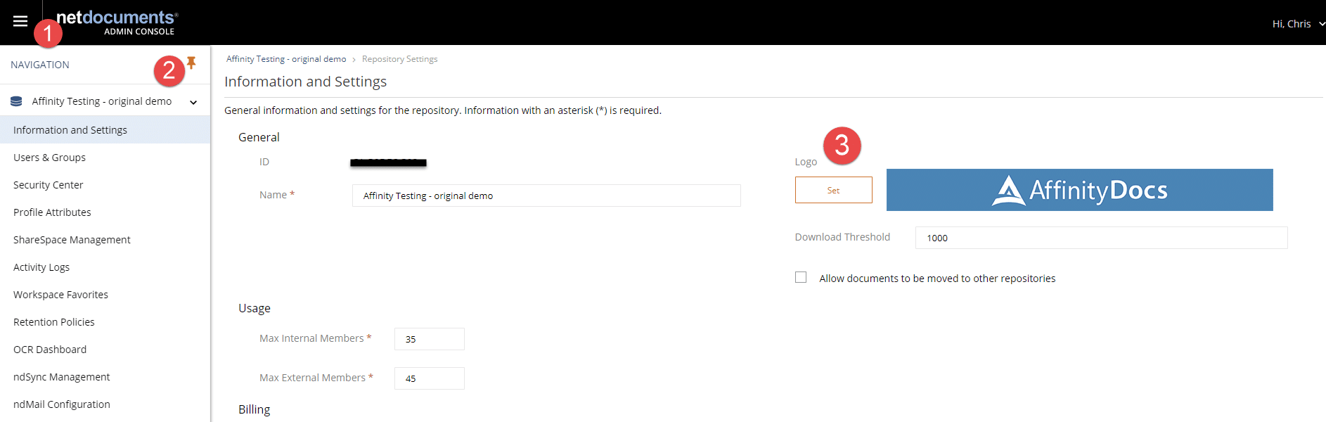 NetDocuments Admin Console changes