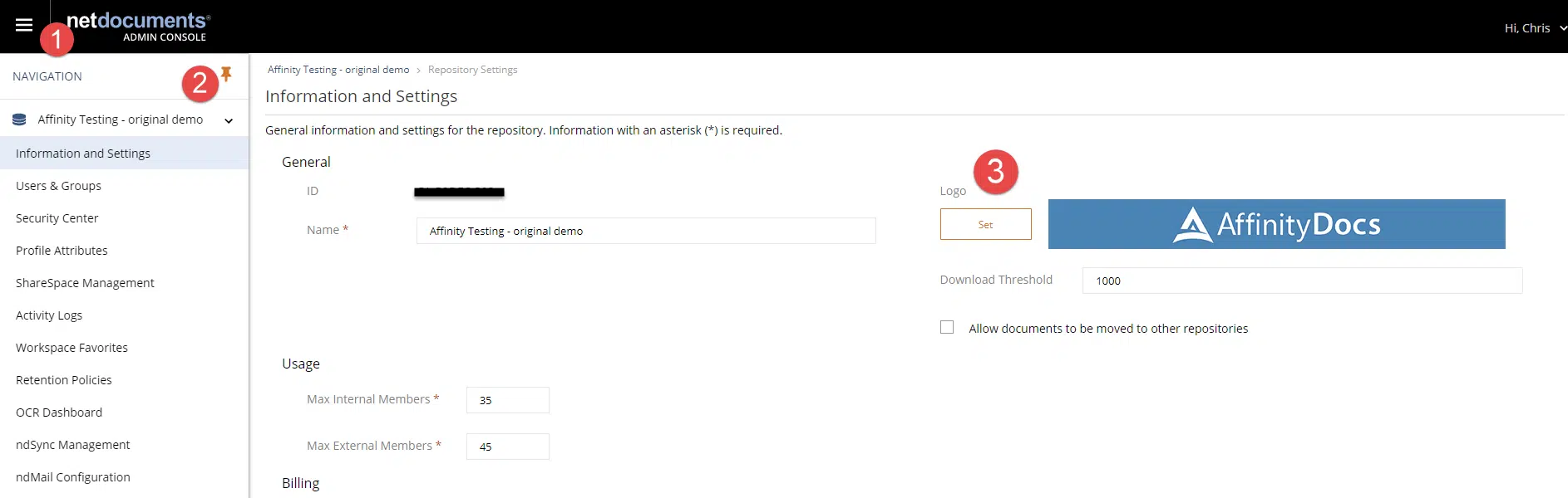NetDocuments Admin Console changes