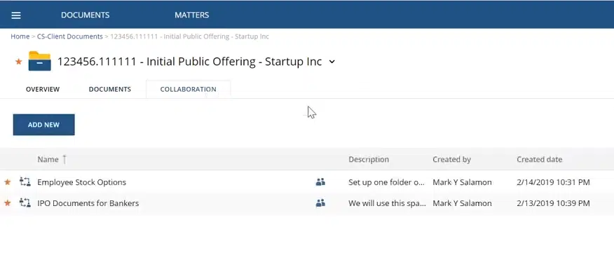 New Collaboration Tab in NetDocuments