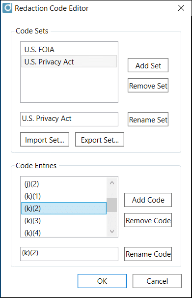Redaction Code Editor for redaction in Worldox