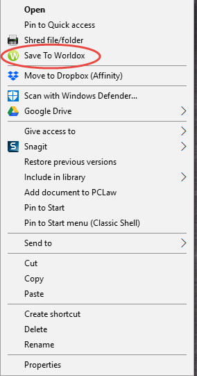 Right click to save to Worldox