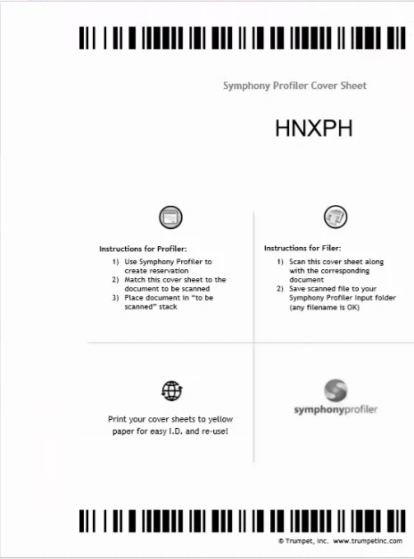 Symphony Profiler cover sheet
