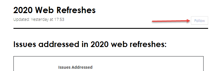 Web refereshes follow botton