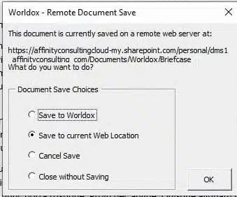 Worldox Remote Document Save