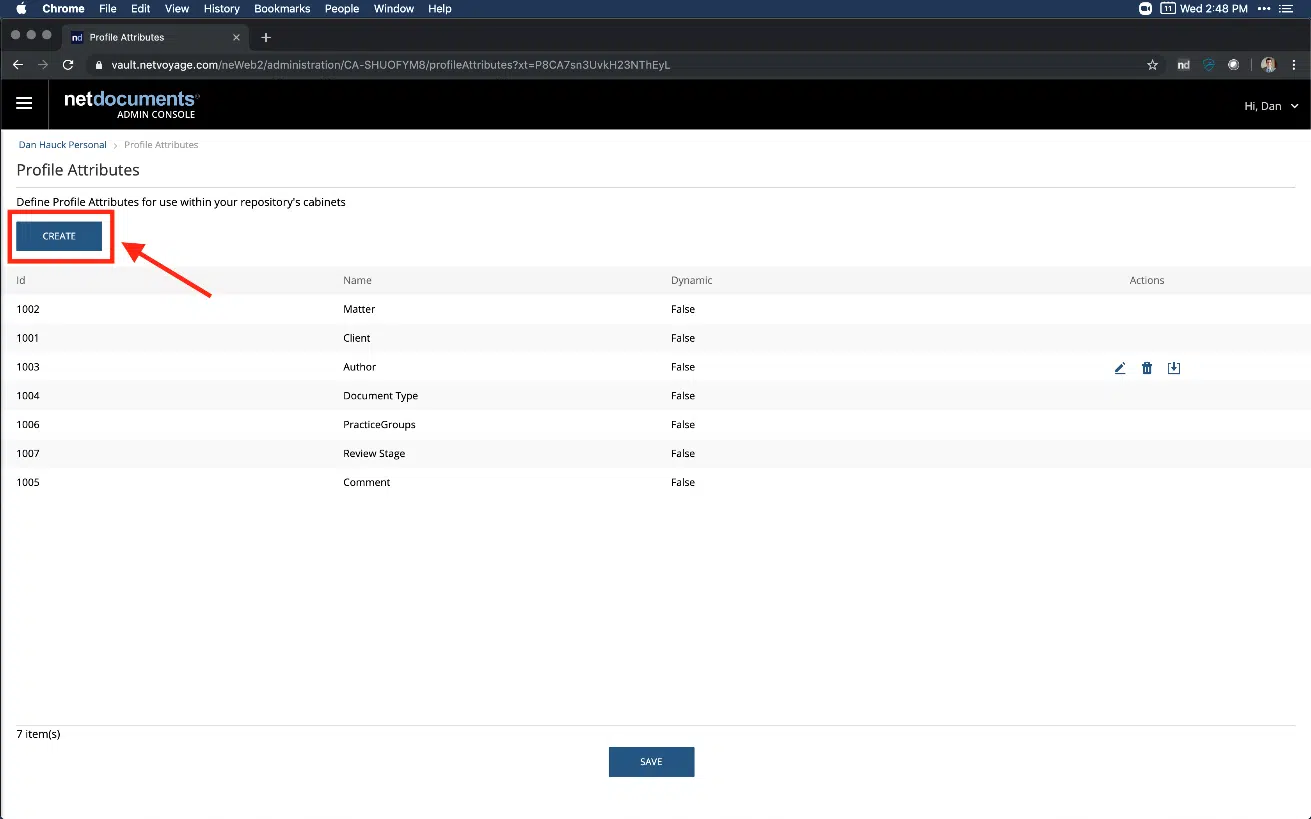 creating new profile attributes in NetDocs