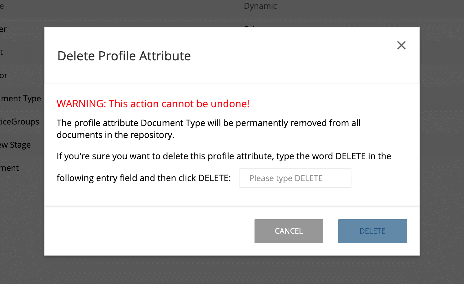 deleteing profile attributes in NetDocs