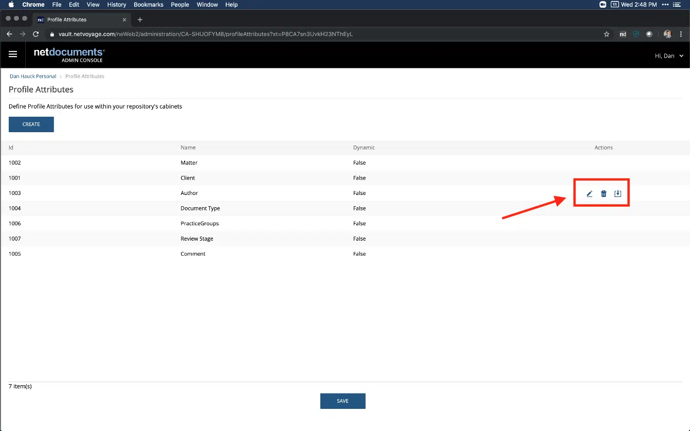 editing profile attributes in NetDocs
