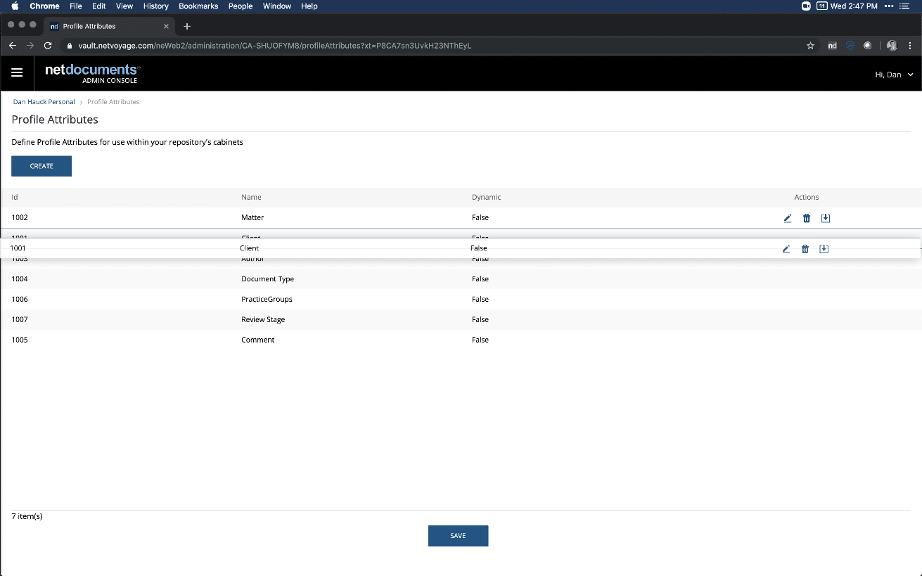 reordering profile attributes in NetDocs