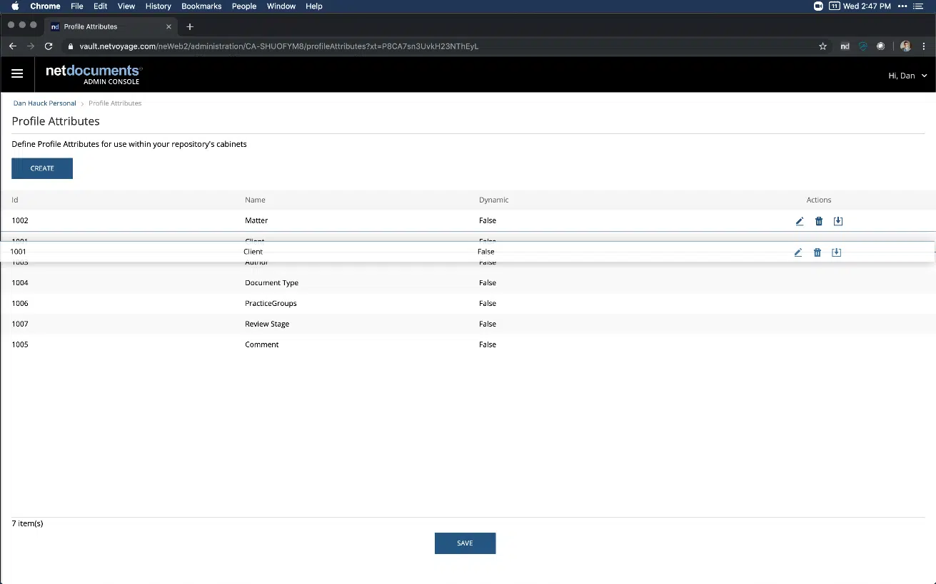 reordering profile attributes in NetDocs