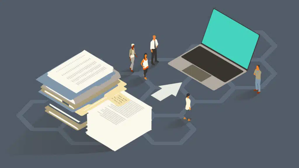 Graphic of a legal team using document automation to avoid time-consuming tasks.